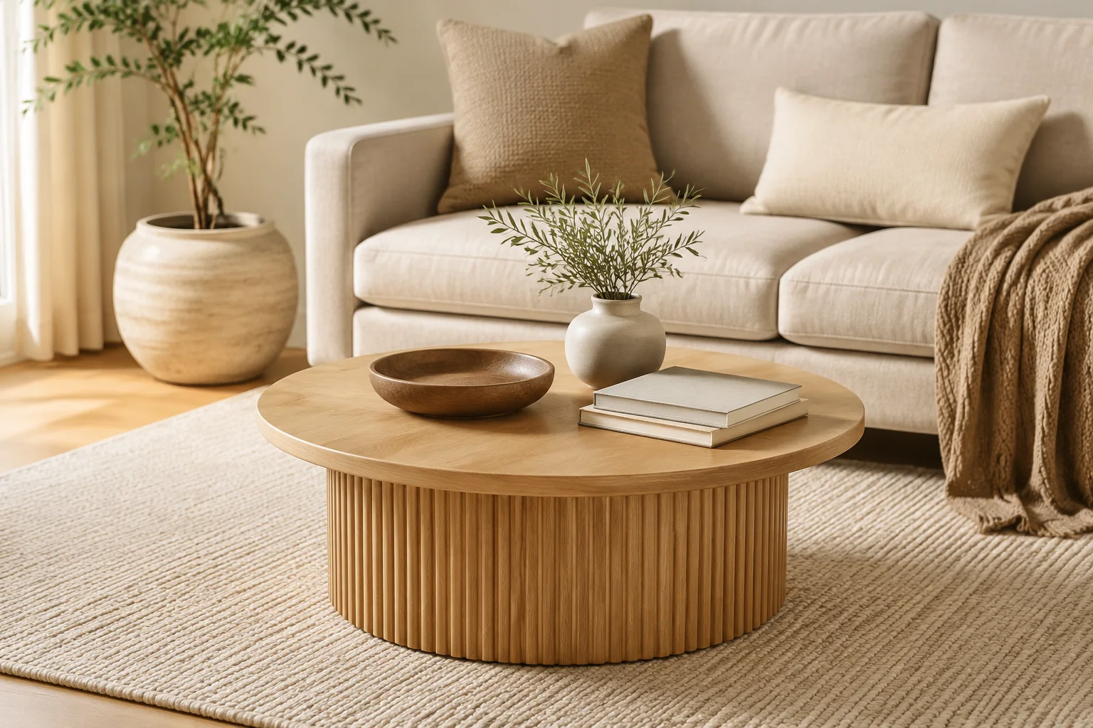 Fluted Wood Coffee Table - Image 3
