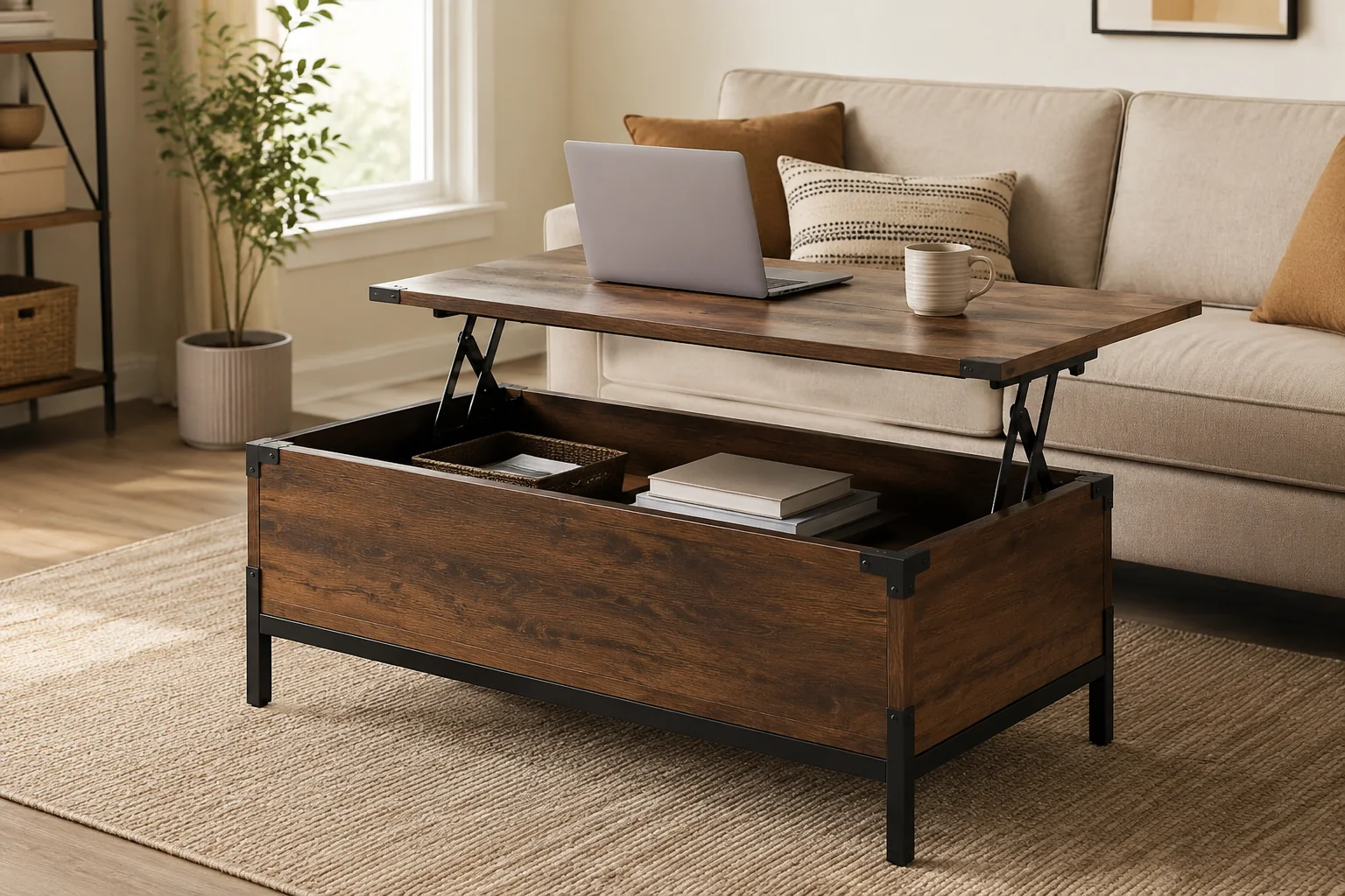 Lift-Top Storage Coffee Table - Image 3