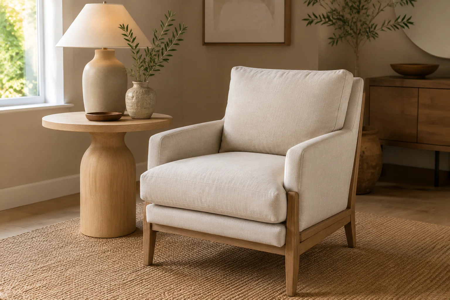 Linen Upholstered Accent Chair - Image 3