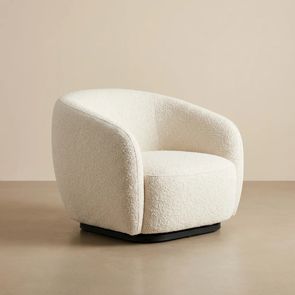 Curved Boucle Lounge Chair