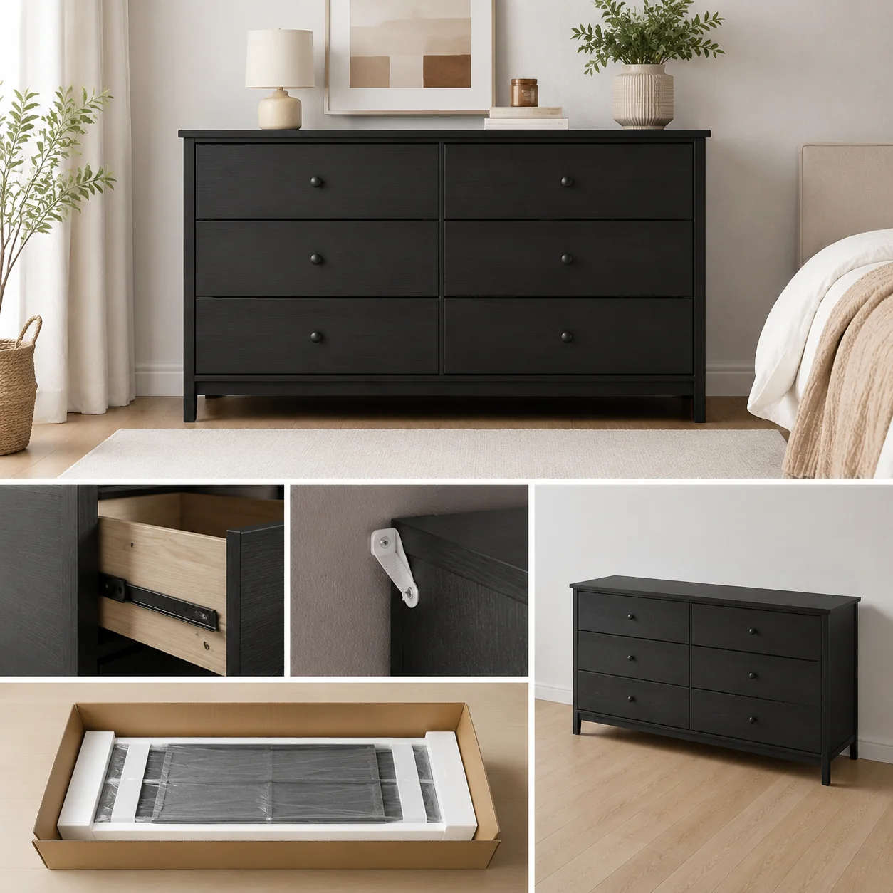 Six-Drawer Bedroom Dresser - Image 4