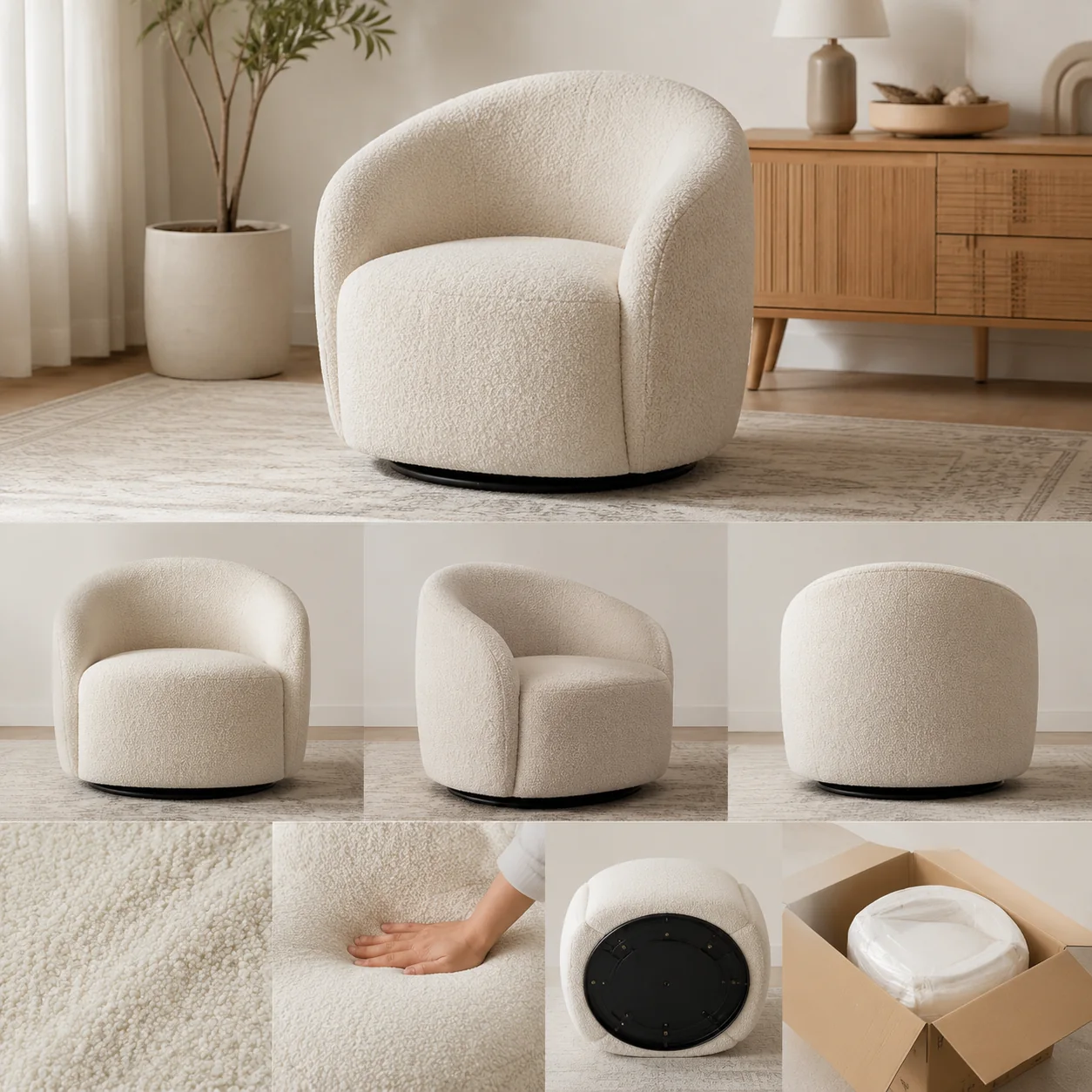 Curved Boucle Lounge Chair - Image 4