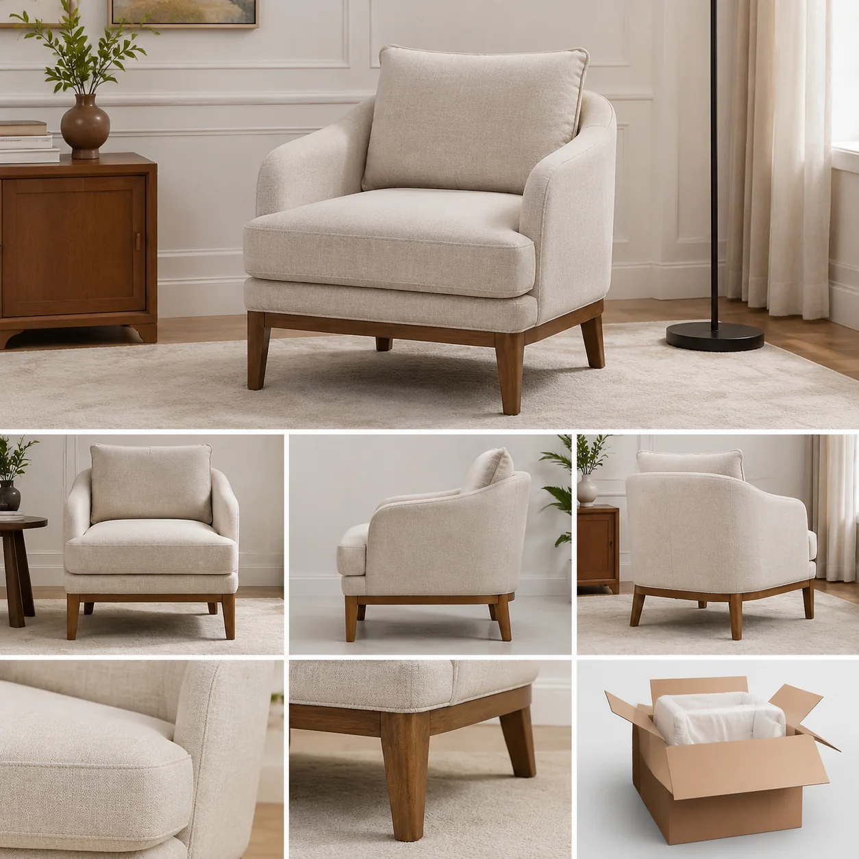 Linen Upholstered Accent Chair - Image 4