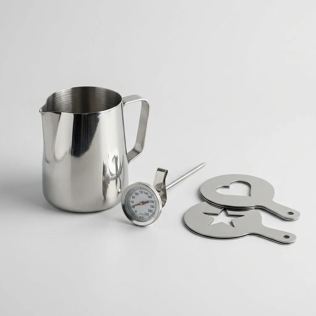 hovumiq Milk Frothing Tool Set - Pitcher, Thermometer & Stencils